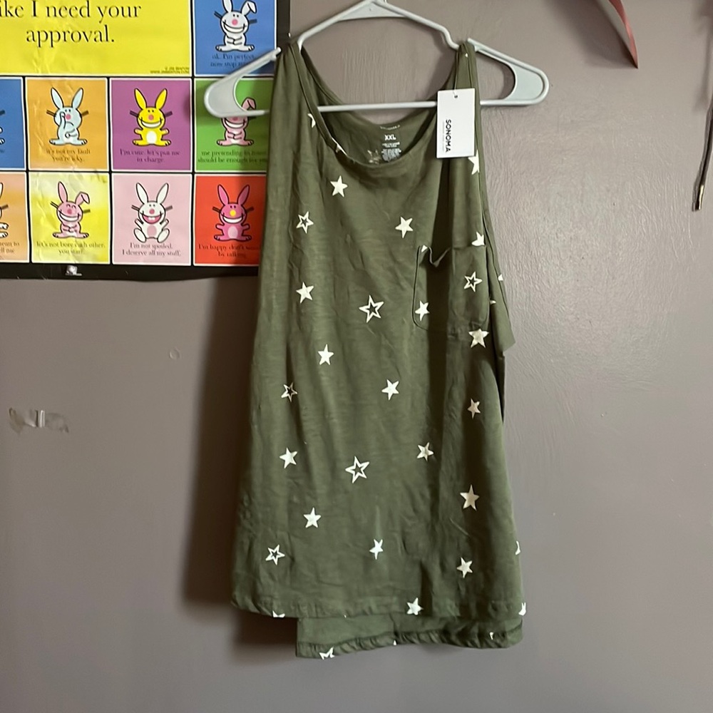 Green Tank top with white stars.